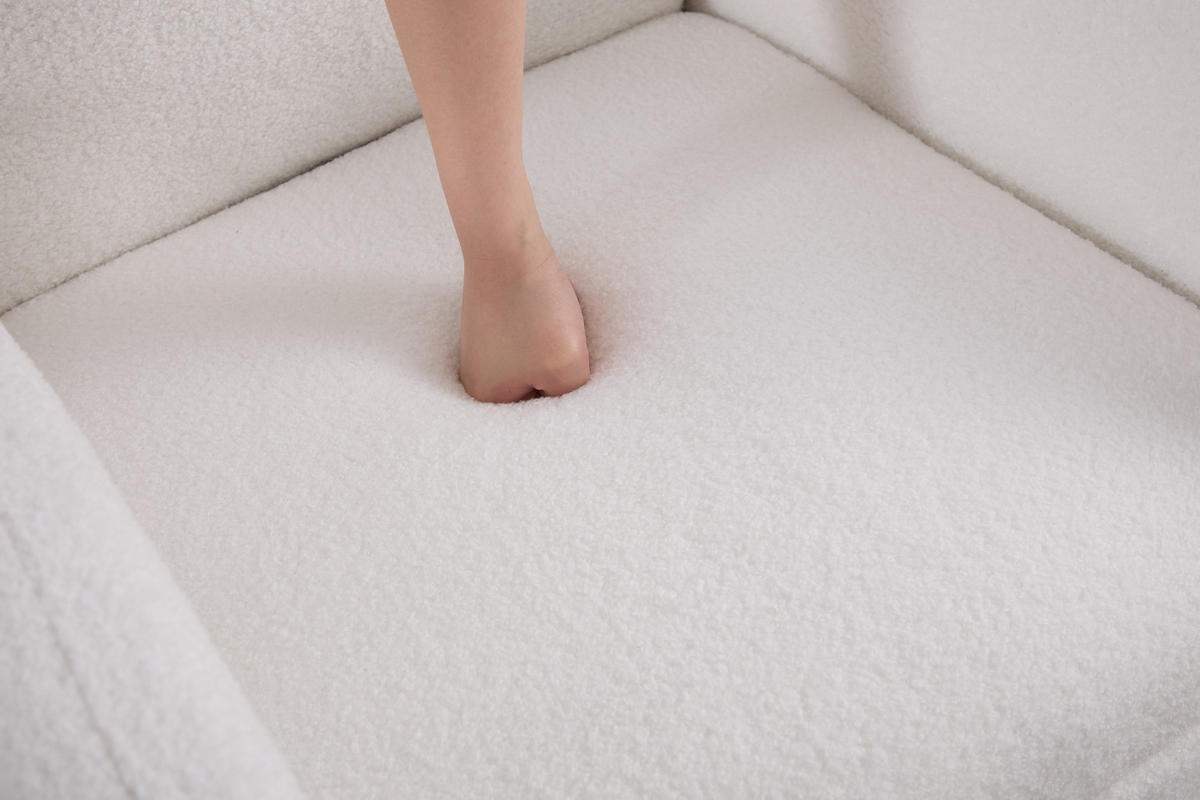 SCHAUKELSTUHL Teddy-Stoff mit ausziehbarer Fußstütze und Tasche 122.5/70/104 cm Weiß - Weiß, Textil (70/104/122.5cm) - Redom