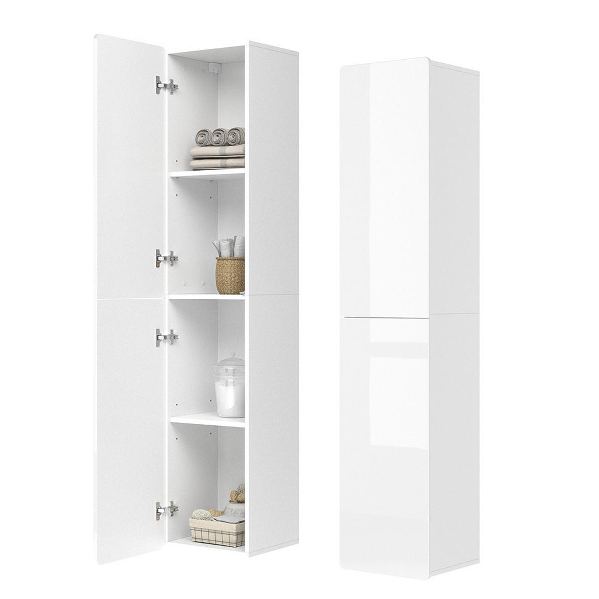 BADSCHRANK Izan Weiß 36.6 x 171.6 cm - Weiß, Holzwerkstoff (36.6/171.6/33.2cm) - Vicco