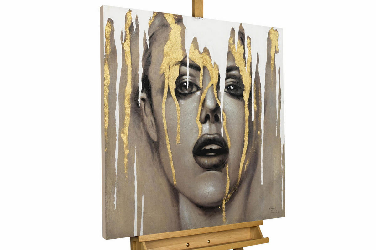 ACRYLBILD HANDGEMALT 80/80 cm - Taupe/Weiß, Holz/Textil (1.5/80cm) - KUNSTLOFT