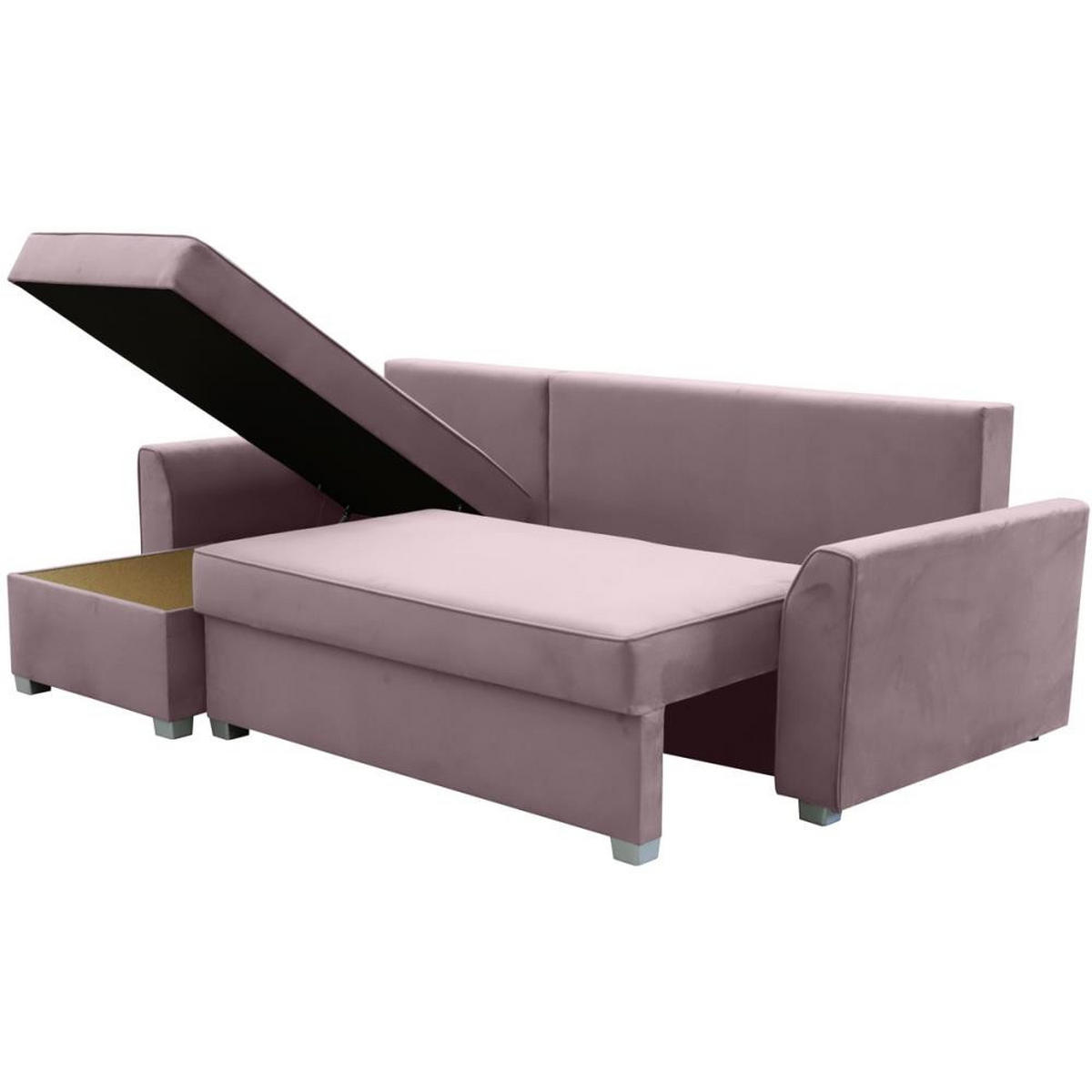 ECKSCHLAFSOFA Teramo rosa - Schwarz/Rosa, Kunststoff/Textil (235/150cm) - Beautysofa