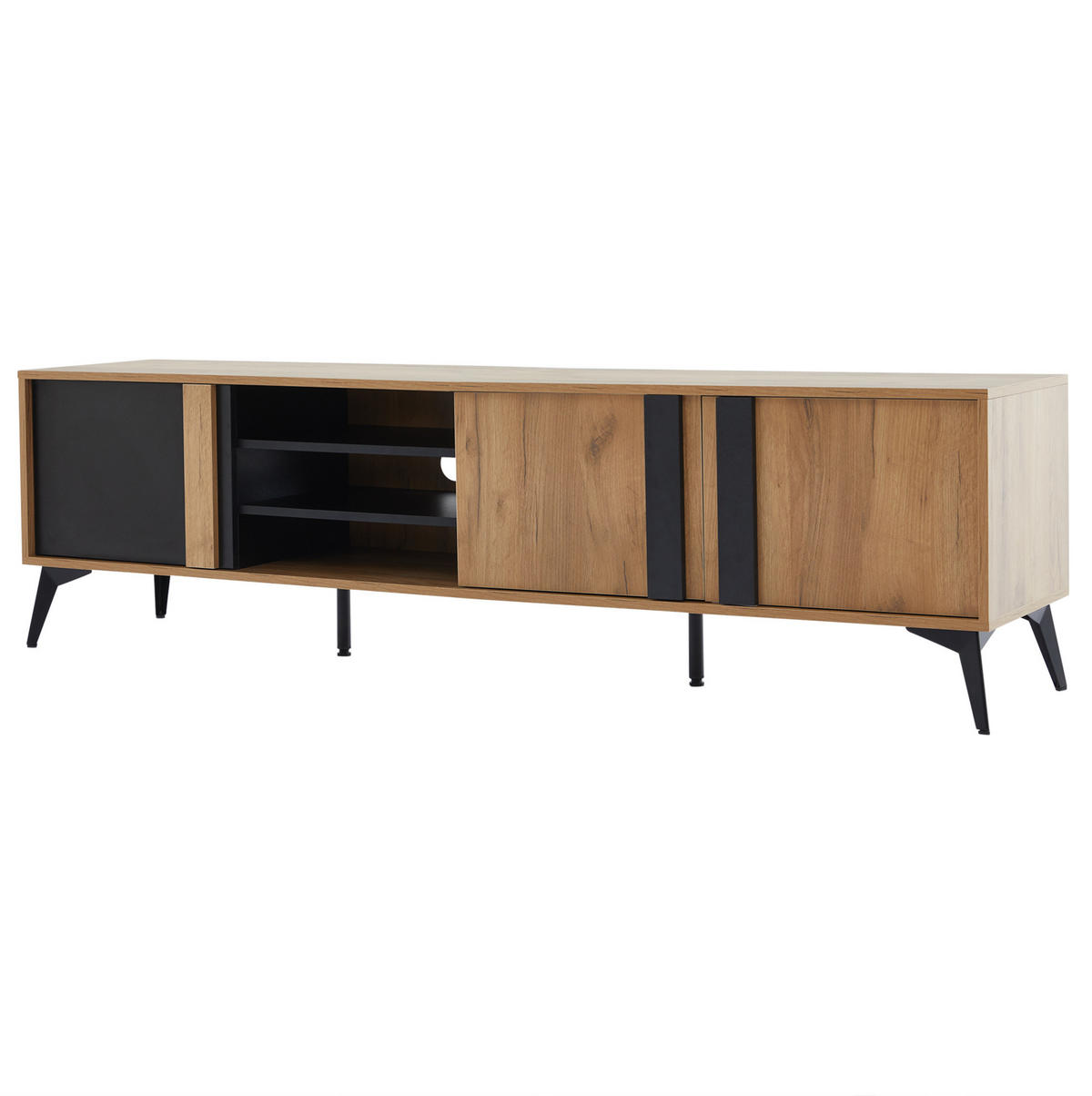 TV-ELEMENT mit 3 Türen 180 x 40 x 50 cm Brown/Black - Braun, Holzwerkstoff (40/50/180cm) - Beauniv
