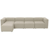 ECKSOFA 4-Sitzer mit Hocker links Kattrina Flachgewebe creme - Creme, Kunststoff (175/350cm) - 58aufmkessel