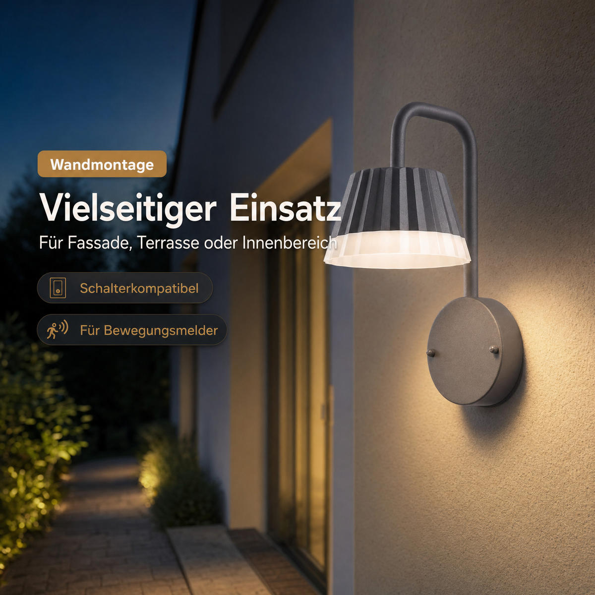 LED-ALUMINIUM-AUSSENWANDLAMPE - stabile Wandleuchte für den Außenbereich mit 4000K Lichtfarbe zur Wandmontage - Weiß, Metall (22/29/15cm) - Northpoint