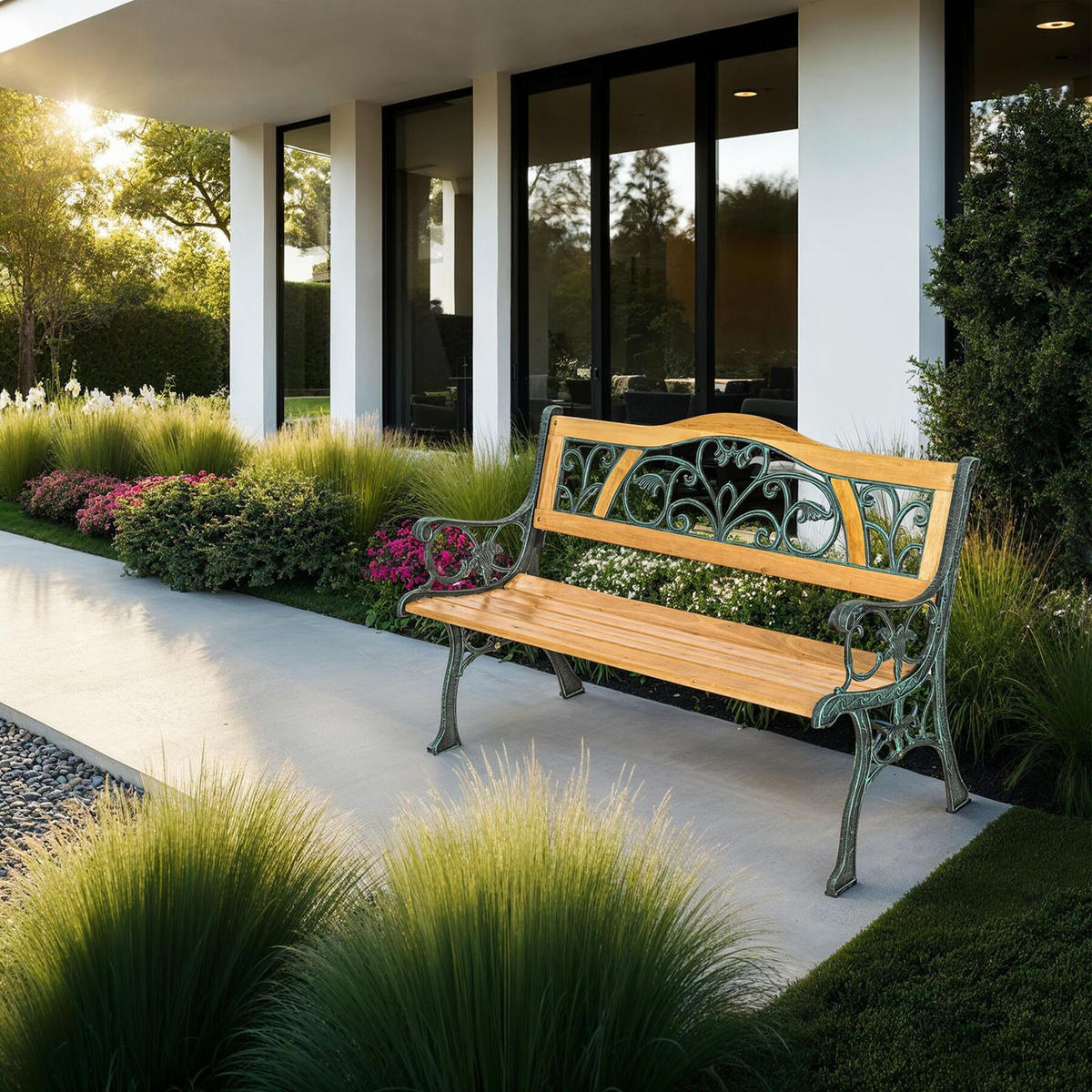 GARTENBANK Kathi,124 x 60 x 83 cm,braun - Braun, Holz (60/38/124cm) - tectake