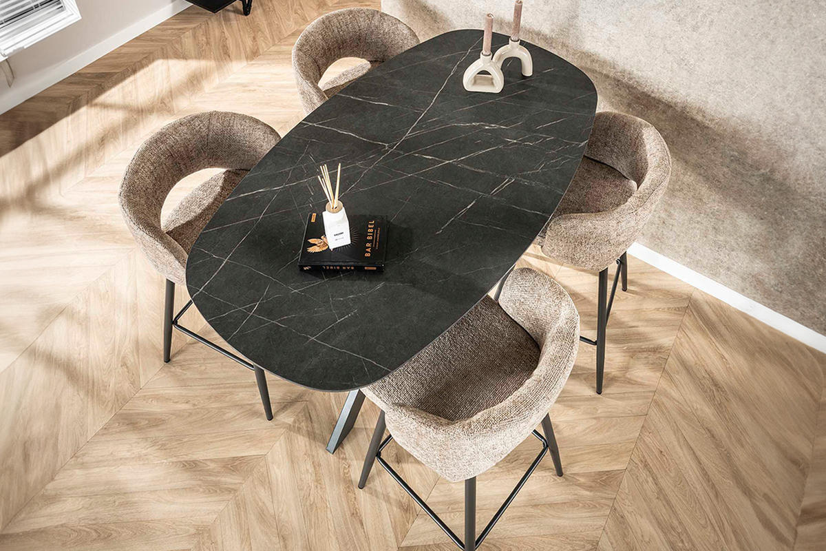 BARTISCH SESTA Schwarz Holz - Schwarz, Holz/Metall (80/93/140cm) - KAWOLA