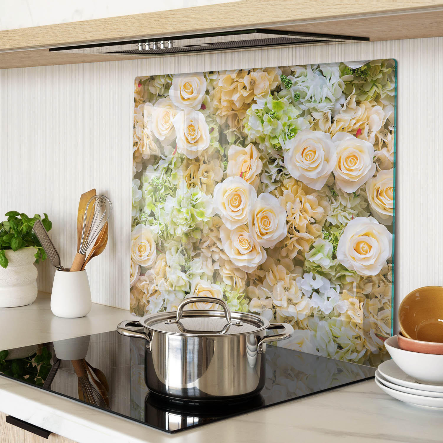 GLASPLATTE 60x52 cm Rosen - Beige, Glas (60/0.4/52cm) - TULUP