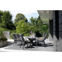 GARTENMÖBELSET Relaxsessel Sevilla mit Tisch Malaga 200 x 90 cm - Grau, Metall - Mr. Deko