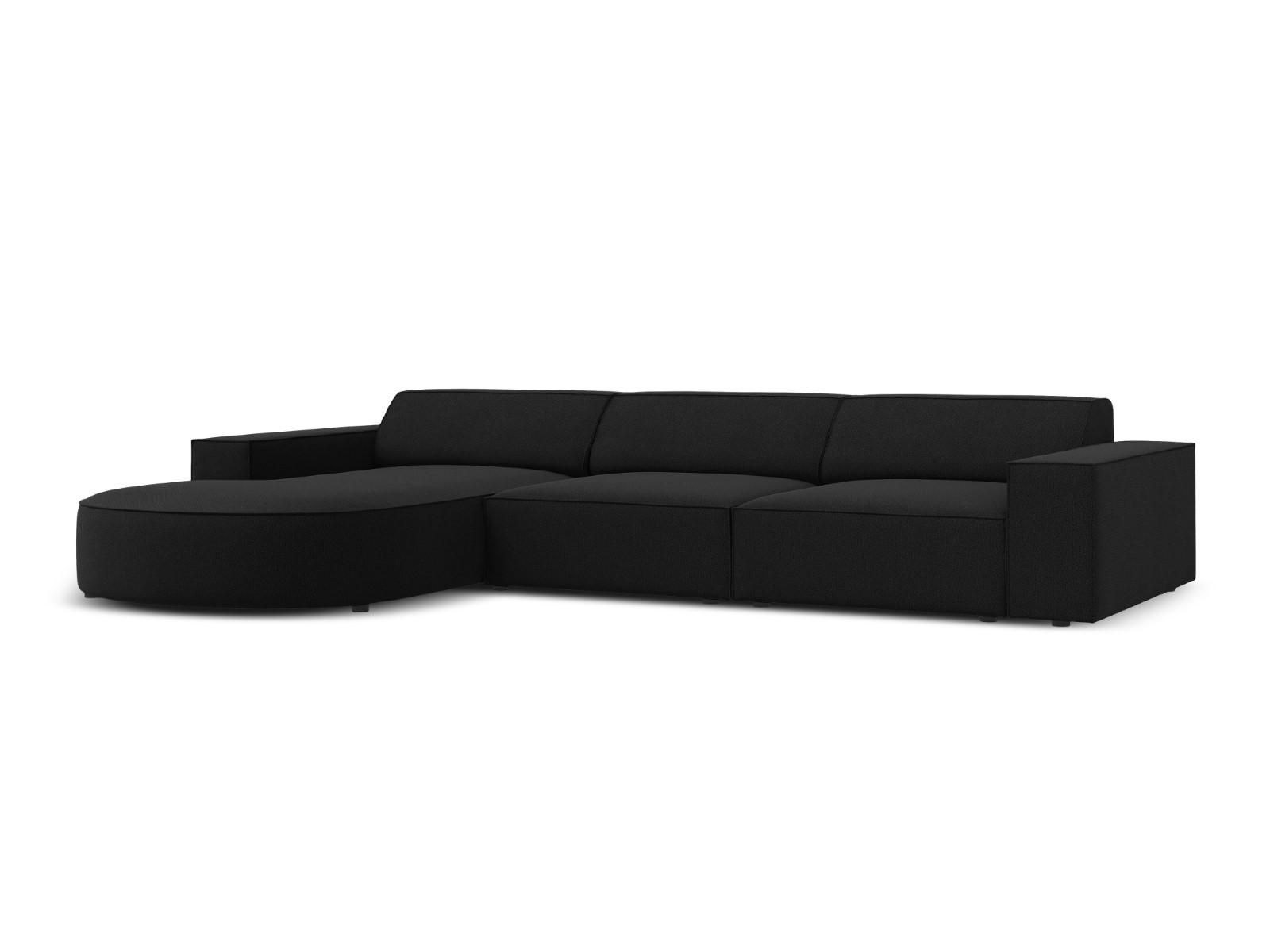 ECKSOFA links Jodie aus strukturiertem Stoff schwarz 4 Sitzplätze - Schwarz, Textil (166/284cm) - Micadoni