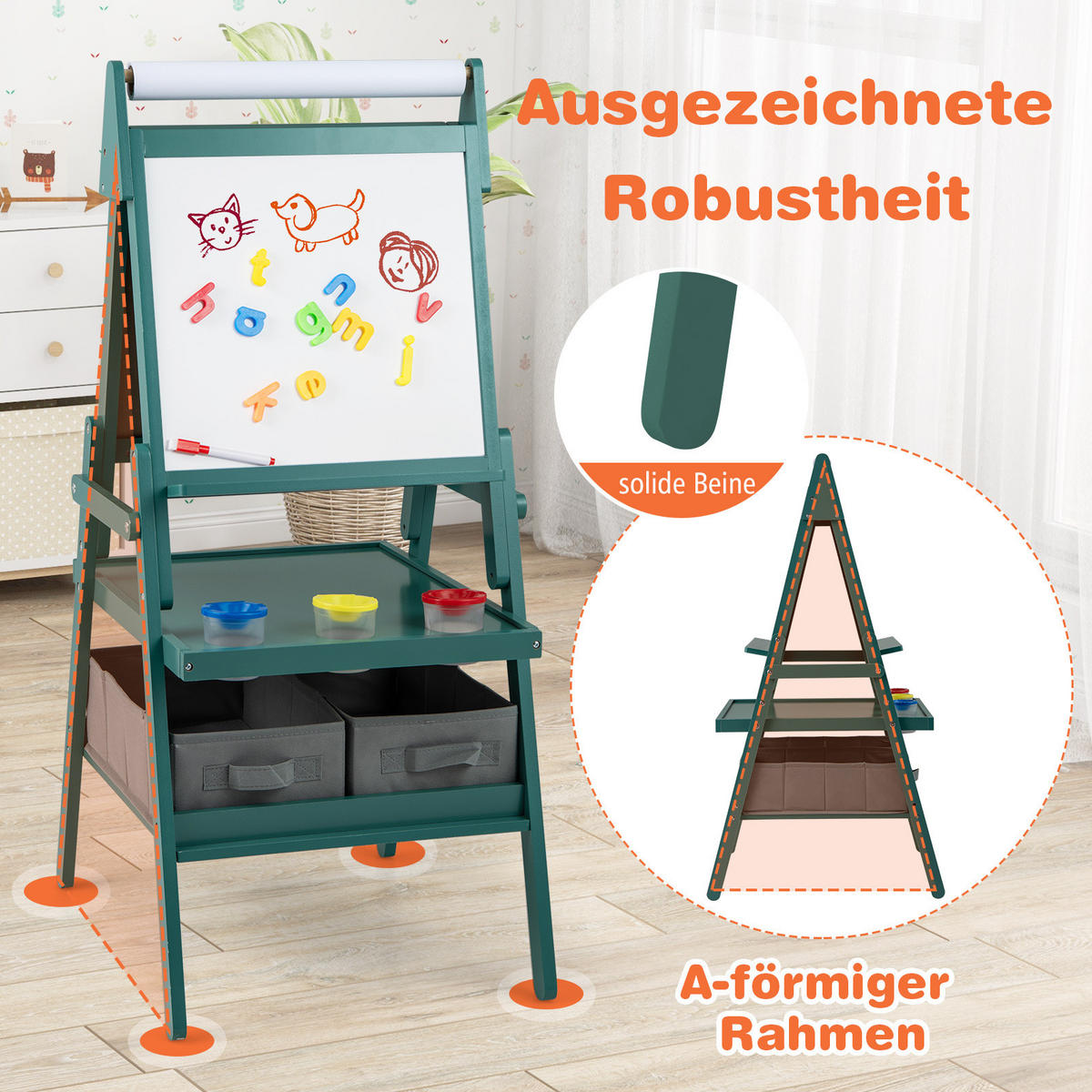 KINDERSTAFFELEI Grün - Grün, Holzwerkstoff (46/101.5/54cm) - COSTWAY