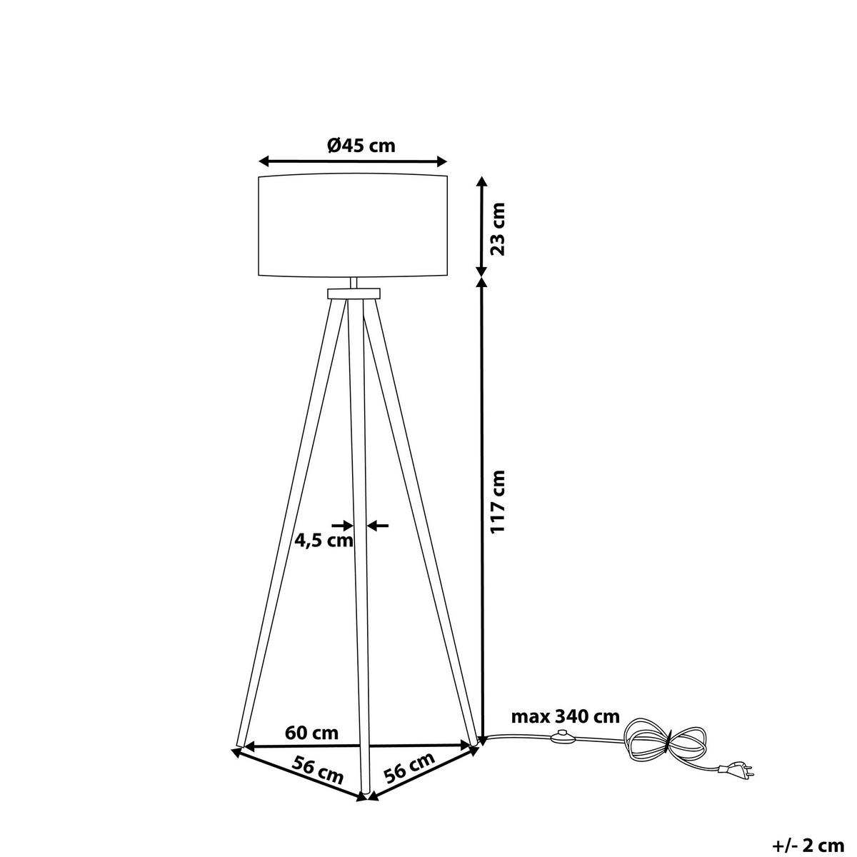 STEHLAMPE Nitra 45/45/142 cm - Weiß, Holz (45/45/142cm) - Beliani