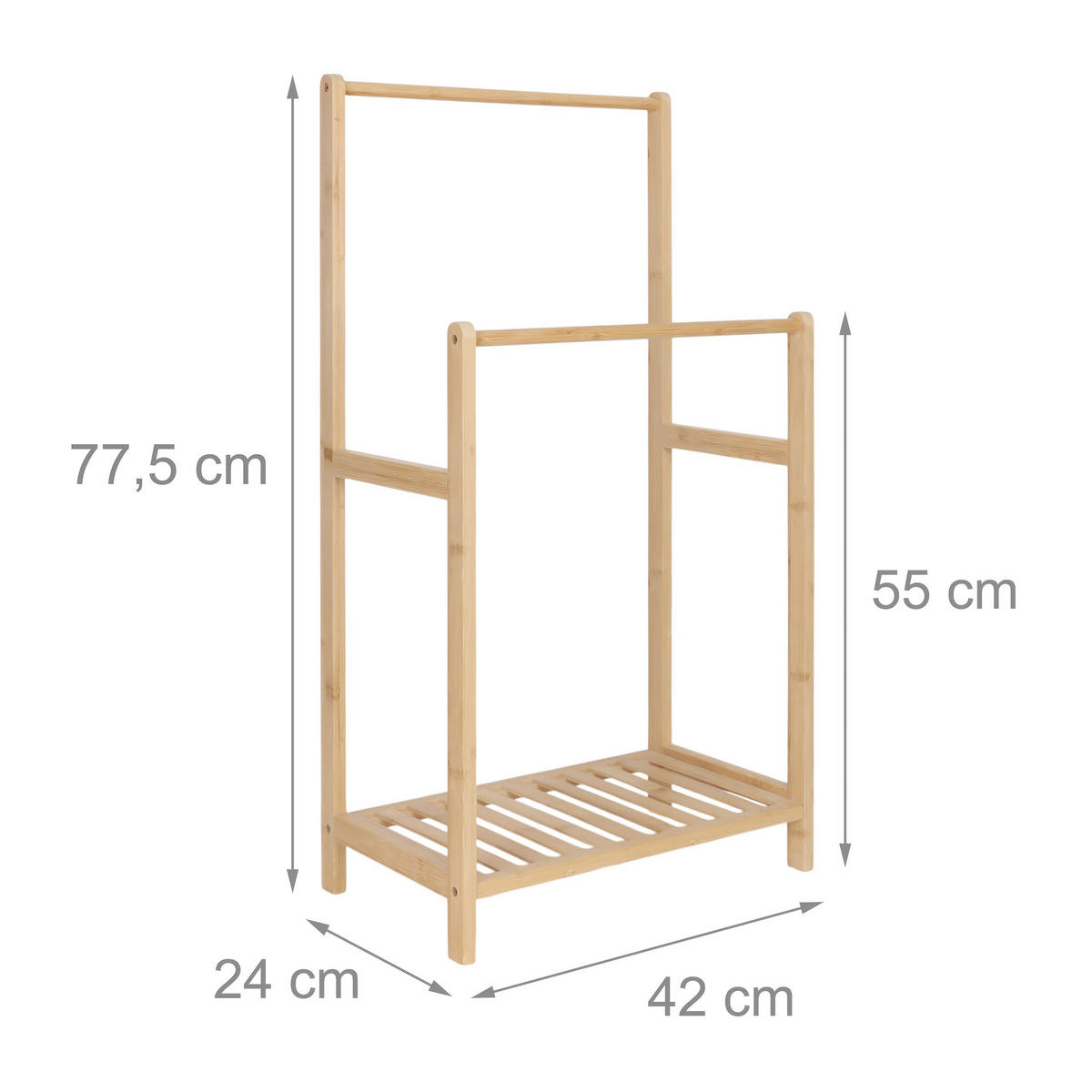 HANDTUCHSTÄNDER - Hellbraun, Holz (42/77.5/24cm) - Relaxdays