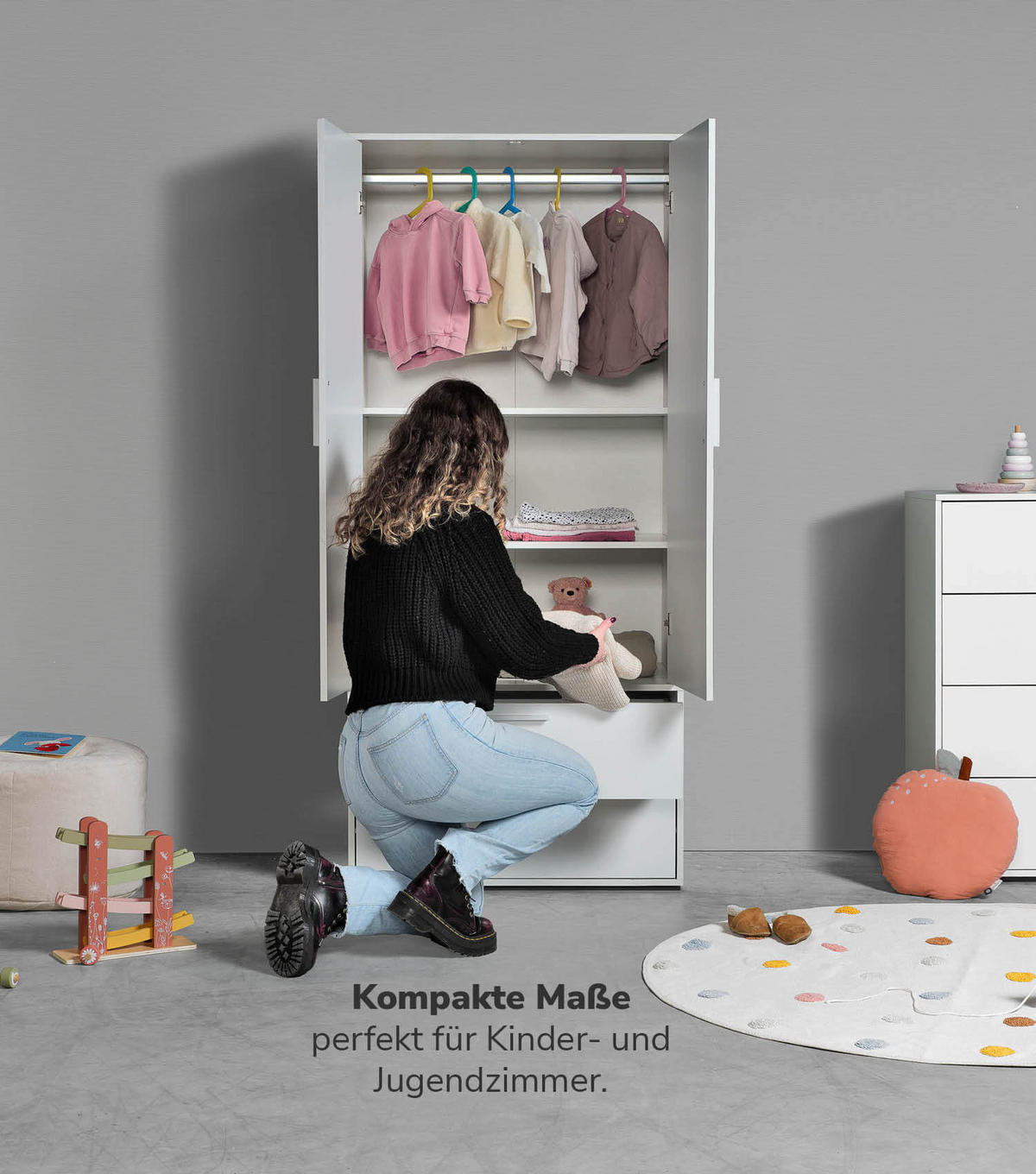 KLEIDERSCHRANK Der Kleiderheld - Weiß, Holzwerkstoff (80/180/51cm) - Mokebo