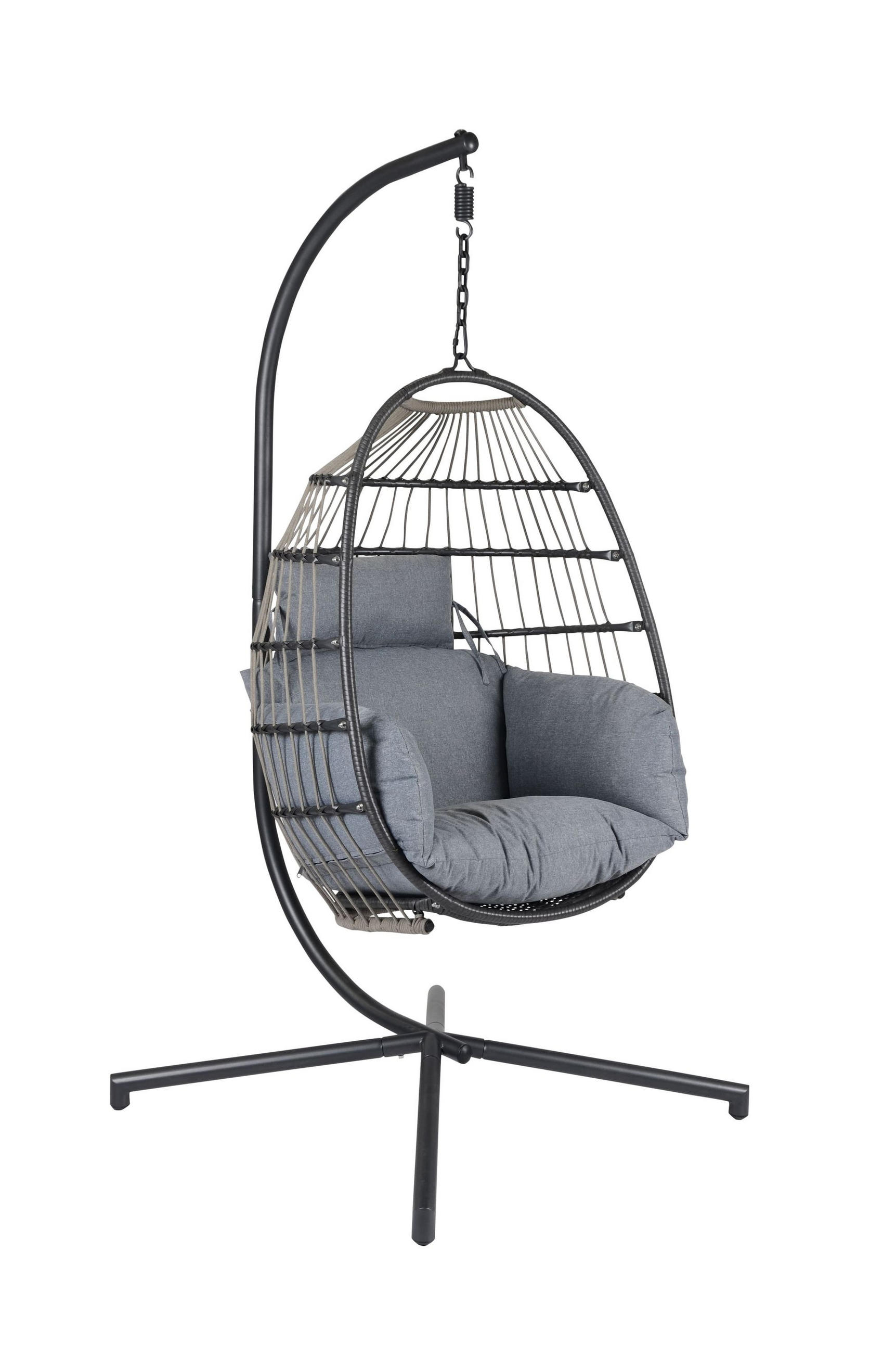 HÄNGESESSEL Hamburg 81x114x64 cm, Stahl, Grau - Grau, Kunststoff (81/114/64cm) - dasmöbelwerk