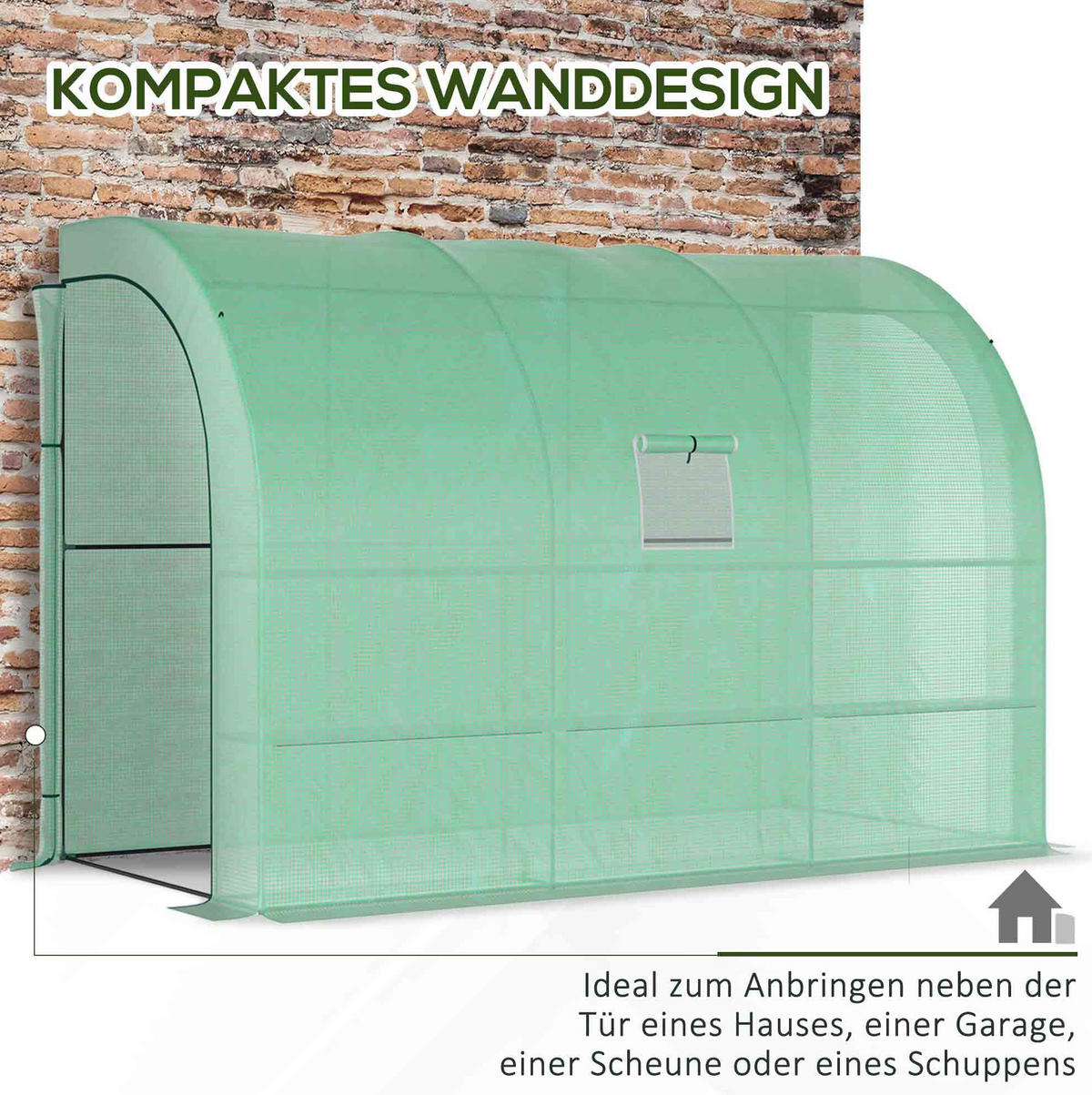 GEWÄCHSHAUS aus Kunststoff 300x150x213 cm in Grün mit Regalen - Grün, Kunststoff (150/213/300cm) - Modfu