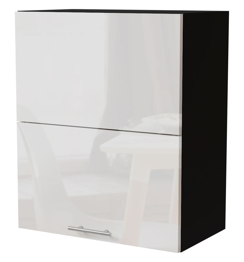 HÄNGESCHRANK Essen W8B/60-AV Schwarz / Weiß Hochglanz 60 / 32,5 / 72cm - Weiß Hochglanz/Schwarz, Holz/Holzwerkstoff (60/72/32.5cm) - Feldmann-Wohnen