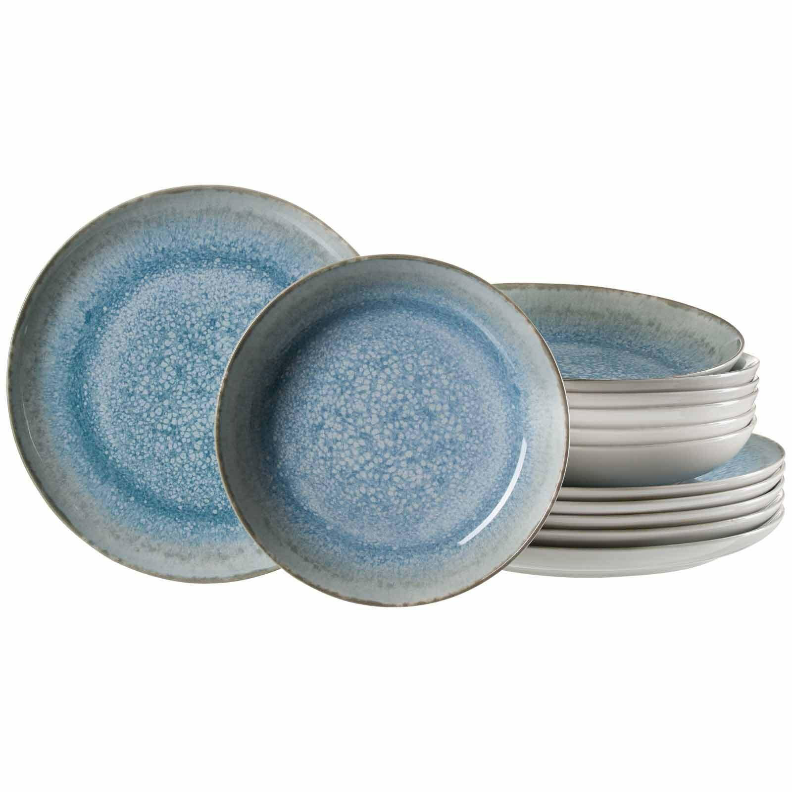 TAFELSERVICE Oslo blau-grau 12er Set - Blau/Grau, Keramik (28/28.5/28cm) - Ritzenhoff Breker