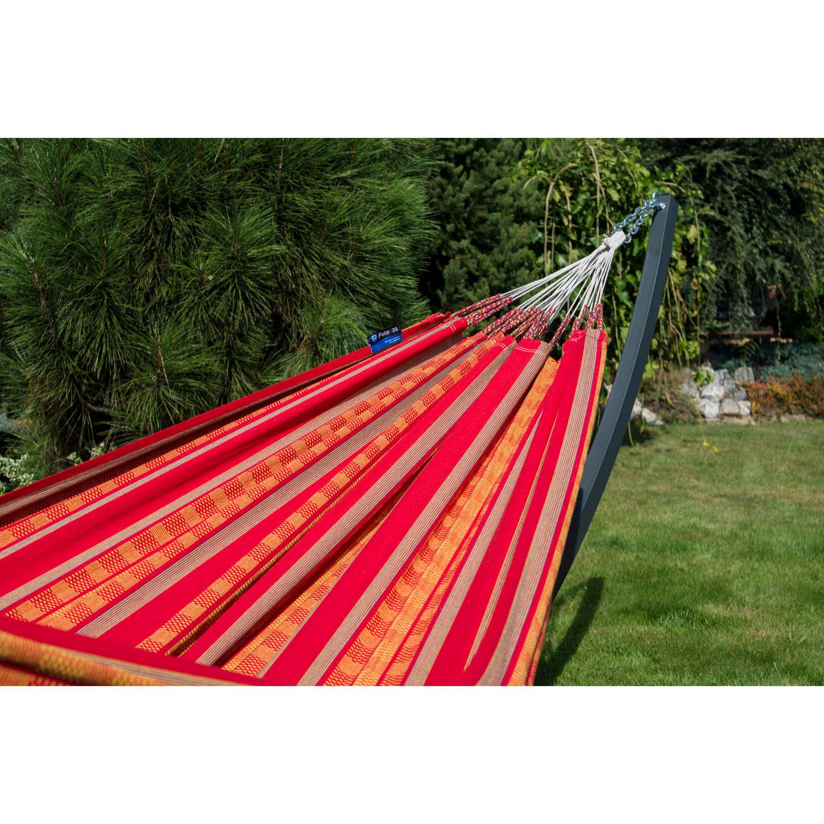 HÄNGEMATTE mit Gestell, 2 Personen, XXL, 200 kg, Metall, Pereira Orange, einfache Montage - Orange, Metall (370/130/120cm) - Potenza