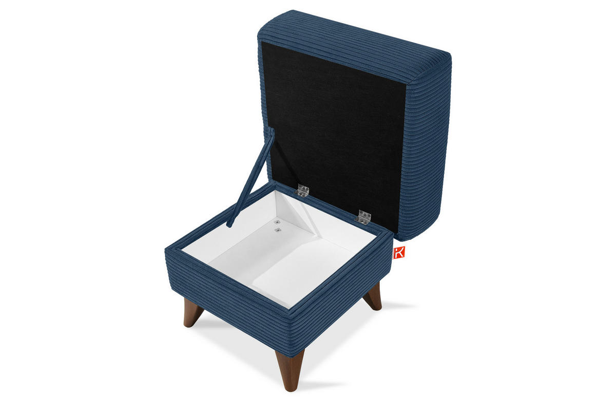 FUẞSTÜTZE GUSTAVO II, Marineblau - Braun/Dunkelblau, Holz/Holzwerkstoff (53/49/53cm) - KONSIMO®