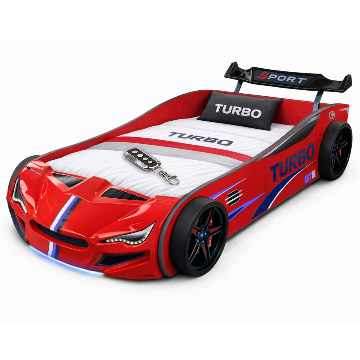 AUTOBETT GTE mit Rollrost, Licht und Sound Farbe Rot - Rot, Holzwerkstoff (90/200cm) - Coemo