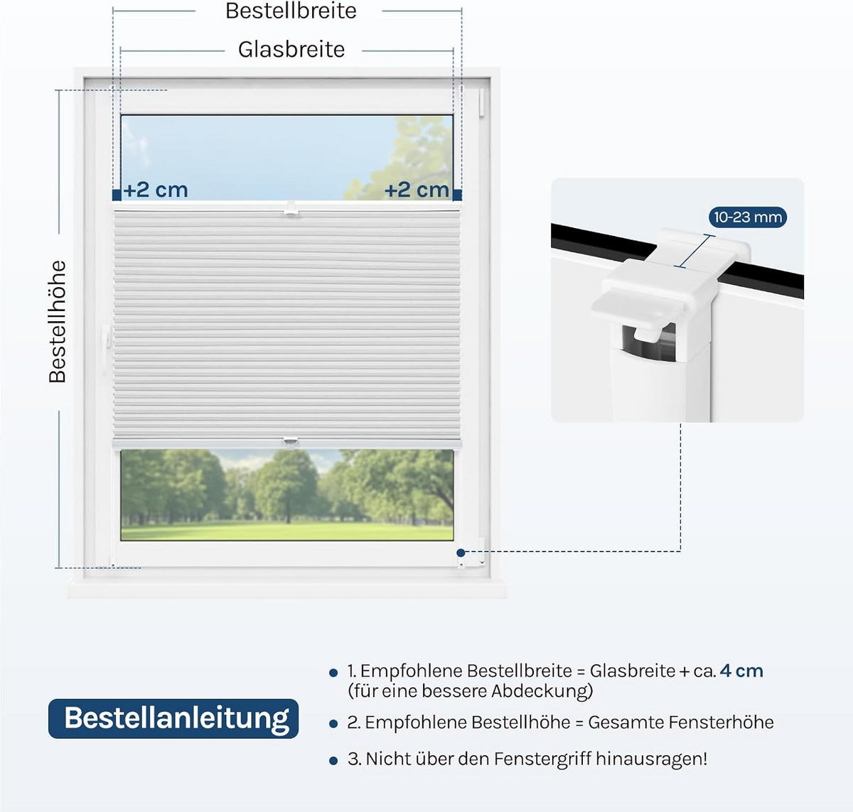 WABENPLISSEE ohne Bohren Verdunkelung 50 x 130 Weiß-Weiß - Weiß, Kunststoff (50/130/2cm) - Woltu