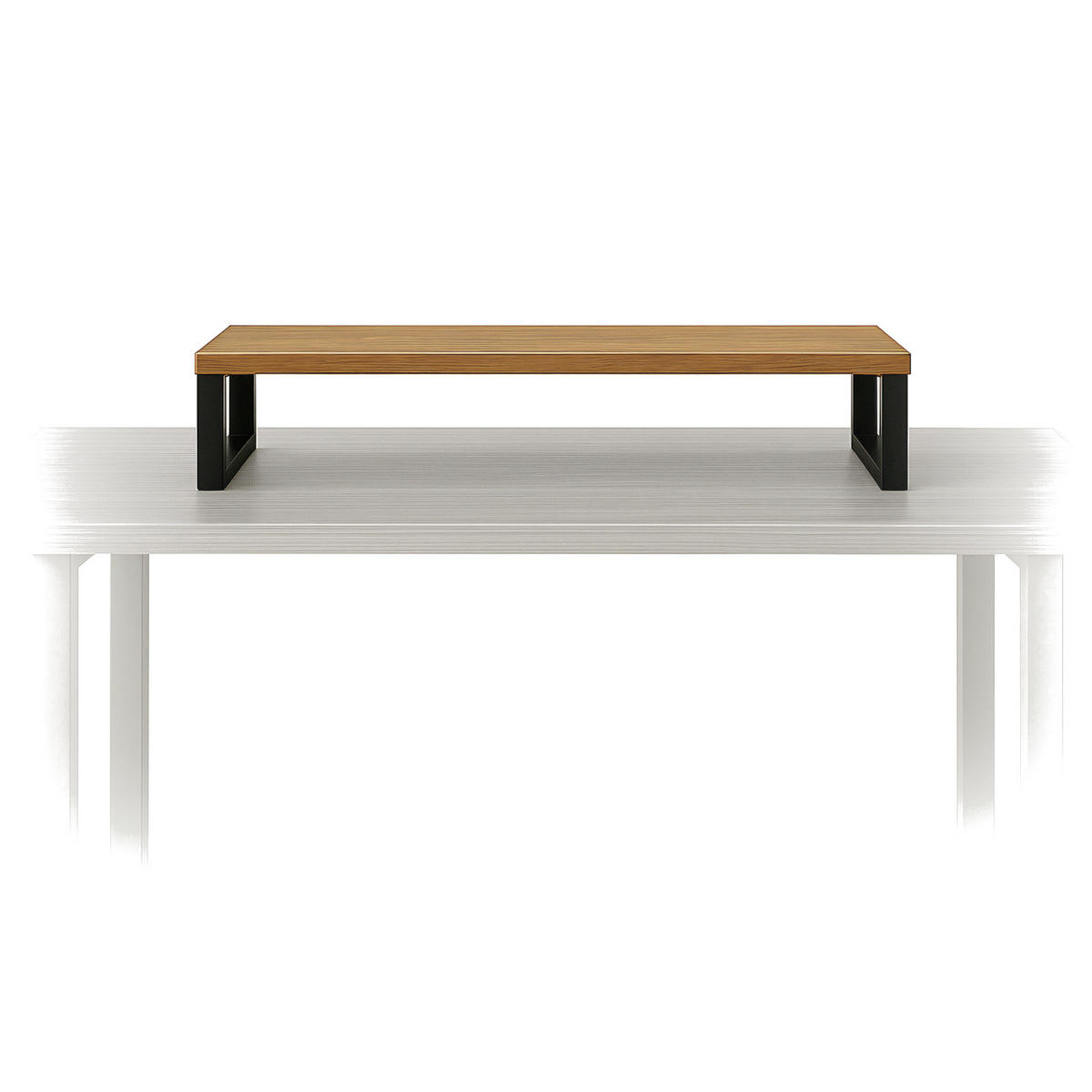 SCHREIBTISCHAUFSATZ Holzoptik Metall Erlefarben Schwarz Monitorablage 90x20x10 cm - Erlefarben/Schwarz, Holzwerkstoff/Metall (20/90/10cm) - Begryf