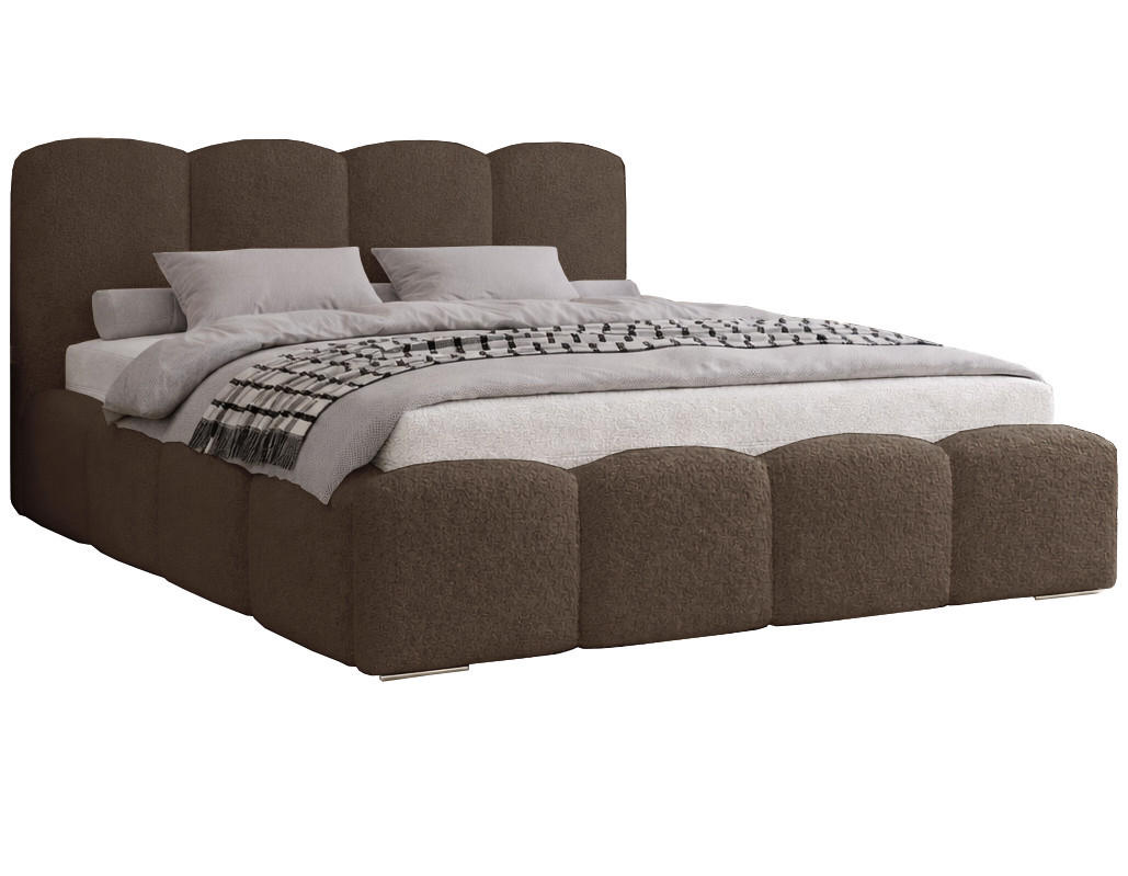 POLSTERBETT 160x200 cm Zenna Boucle mit Bettkasten, Lattenrost, Braun - Braun, Holz/Textil (160/200cm) - Emporius