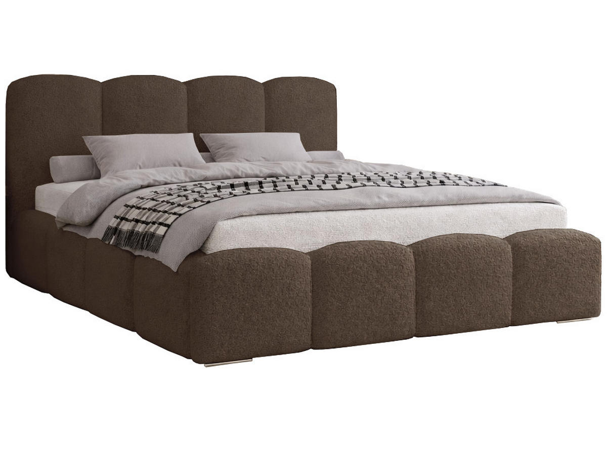 POLSTERBETT 160x200 cm Zenna Boucle mit Bettkasten, Lattenrost, Braun - Braun, Holz/Textil (160/200cm) - Emporius