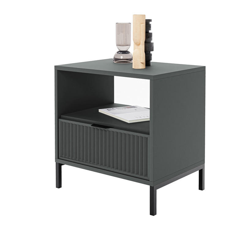 NACHTSCHRANK WAVE 54/40/55 cm Grün - Schwarz/Kupferfarben, Holzwerkstoff/Metall (54.4/55.1/40.6cm) - Idohome