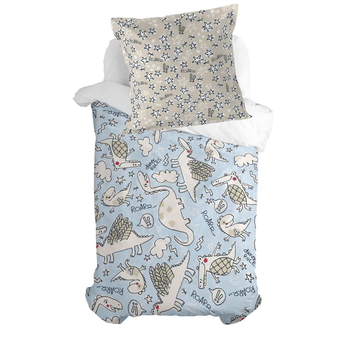 KISSENBEZUG dino friends 80x80 cm mehrfarbig - Multicolor, Textil (80/80cm) - Happy Friday