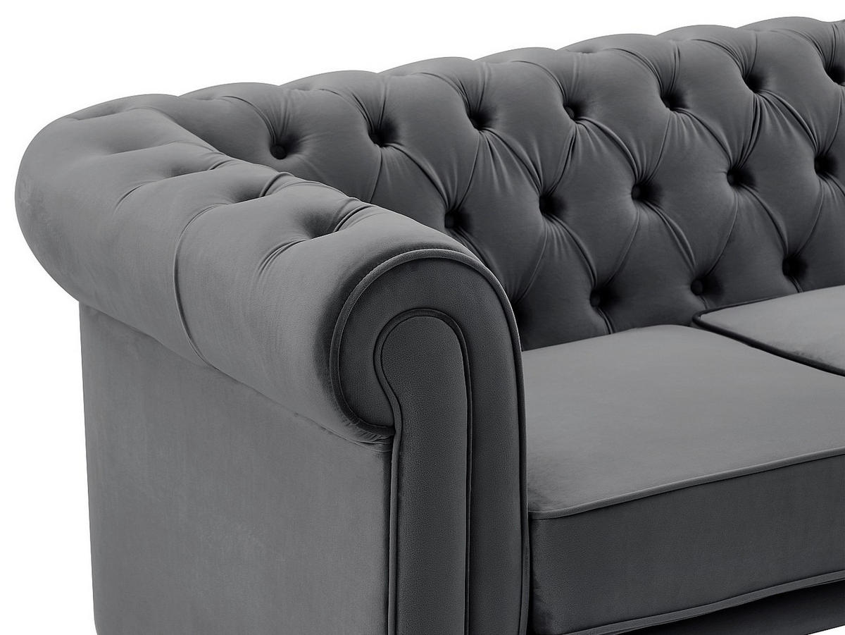 SOFA ohne Schlafmöglichkeit - 2 Personen-Sitzer - Samt, Stoff - Anthrazitgrau - - Anthrazit, Textil (168/72/88cm) - Vente-Unique