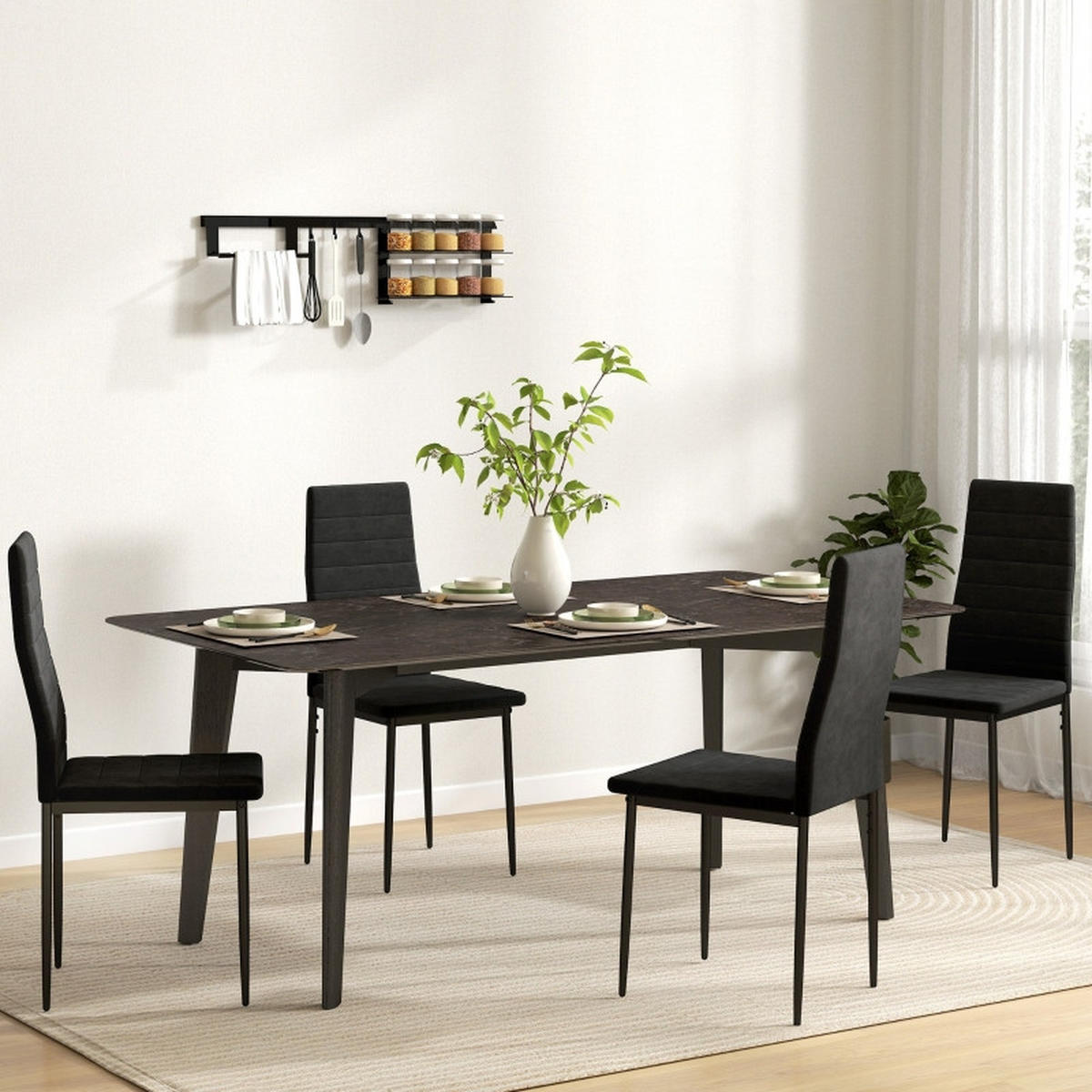 STUHL-SET DE-36047 4 Stück mit Metallbeinen Schwarz - Schwarz, Metall (41/97/54cm) - ComfortXL