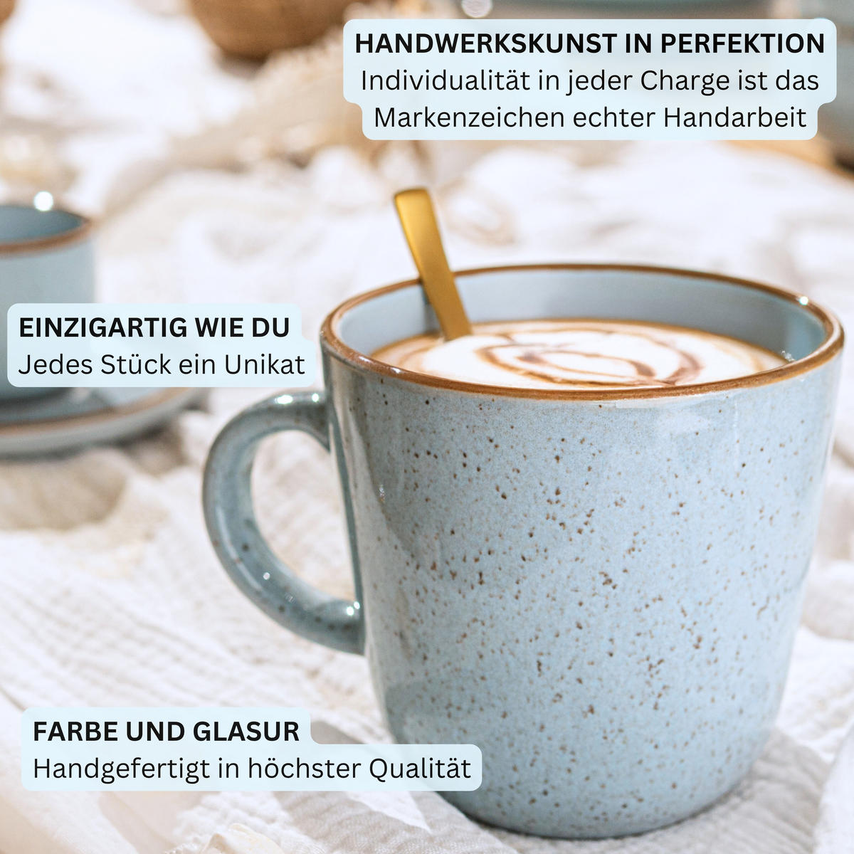 KAFFEEBECHER SET RIO LAGUNE - 6 teilig aus Steingut - Blau, Keramik (0.43L) - Sänger