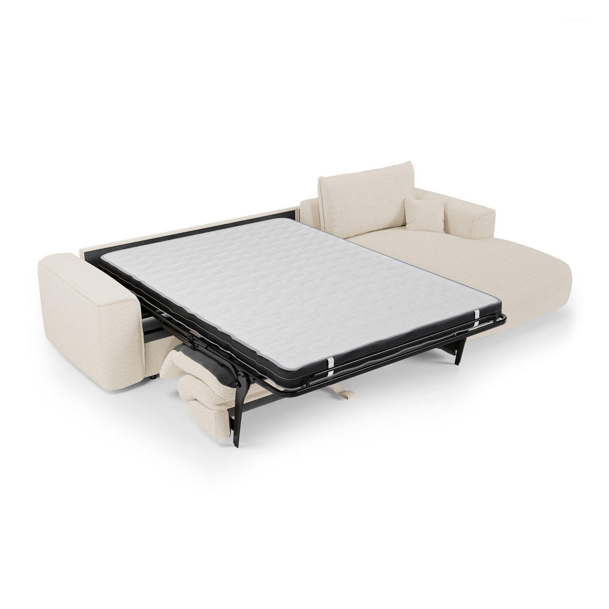 ECKSOFA rechtwinklig COMO Frottee Creme 300cm - Creme, Textil (300/165cm) - Premium Interiors