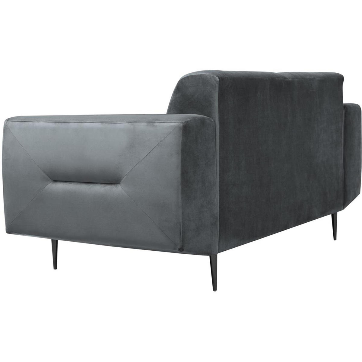 2-SITZER SOFA Venezia dunkelgrau mit schwarzen Beinen - Dunkelgrau/Schwarz, Textil (172/85/94cm) - Beautysofa