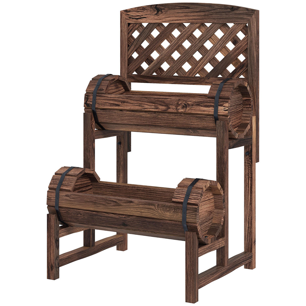 HOCHBEET 2-Etagig DE-12155 mit Rankgitter 42/49/80 cm Braun - Braun, Holz (42/80/49cm) - ComfortXL