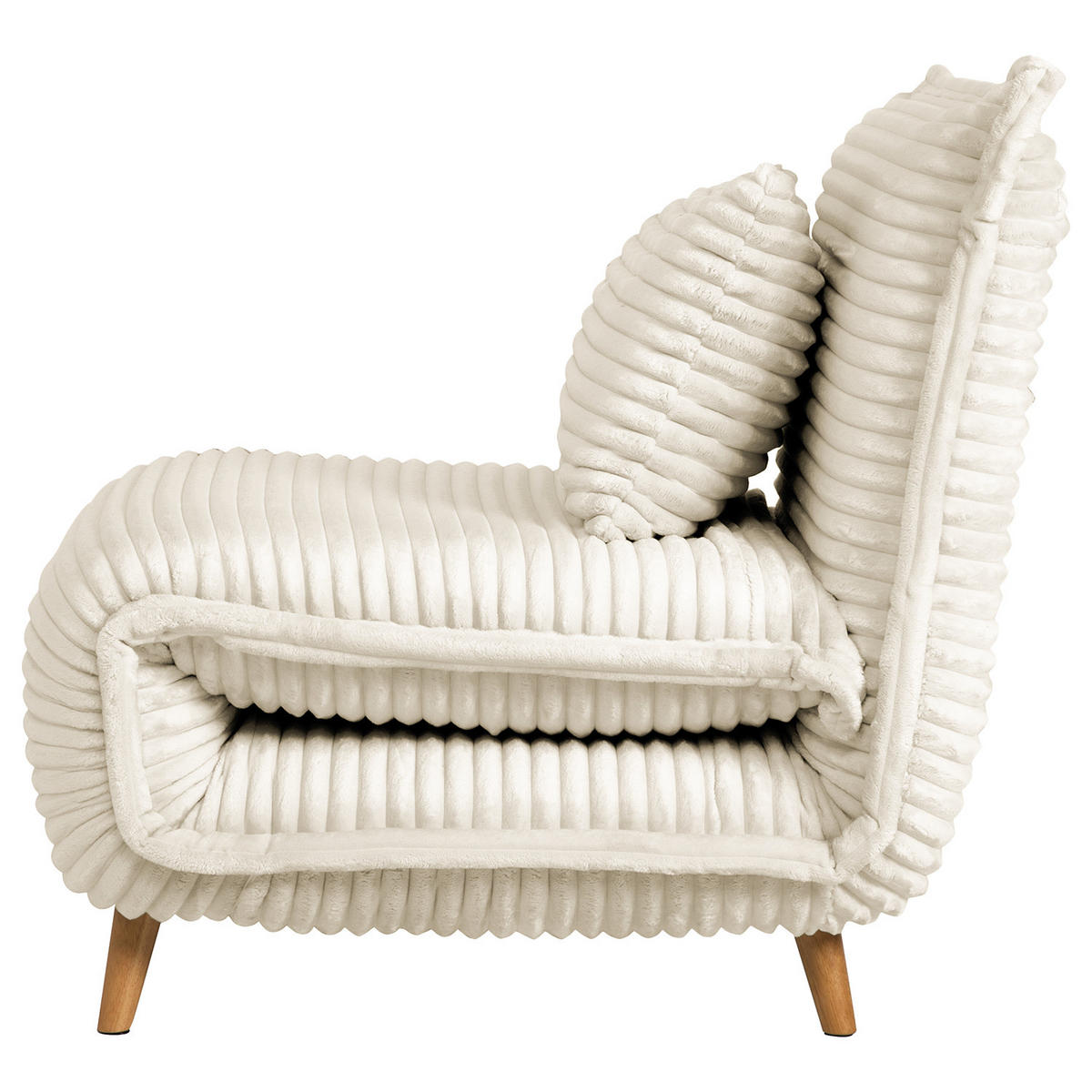 SCHLAFSESSEL - Cord / Eiche, Creme, Eiche Hell - Eichefarben/Creme, Eichenholz/Textil (76/87/92cm) - home24