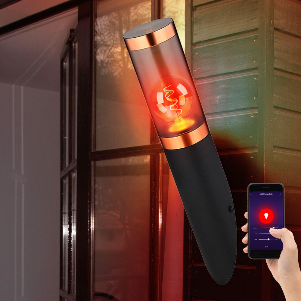 LED AUSSEN-WANDLEUCHTE Edelstahl Schwarz Kupfer - Schwarz, Metall (7.6/41/7.6cm) - Globo Lighting