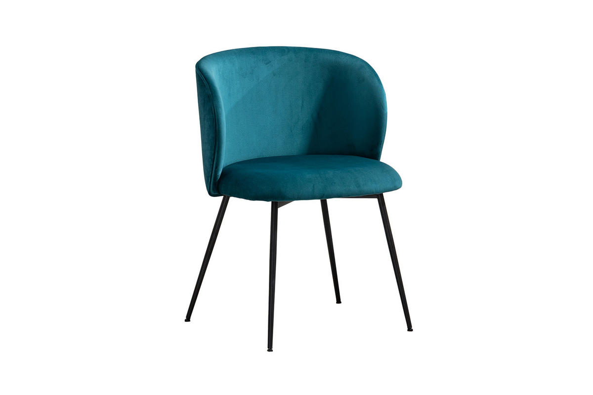 ESSZIMMERSTUHL LENA Petrol Velvet - Petrol, Textil (54/78/53cm) - KAWOLA