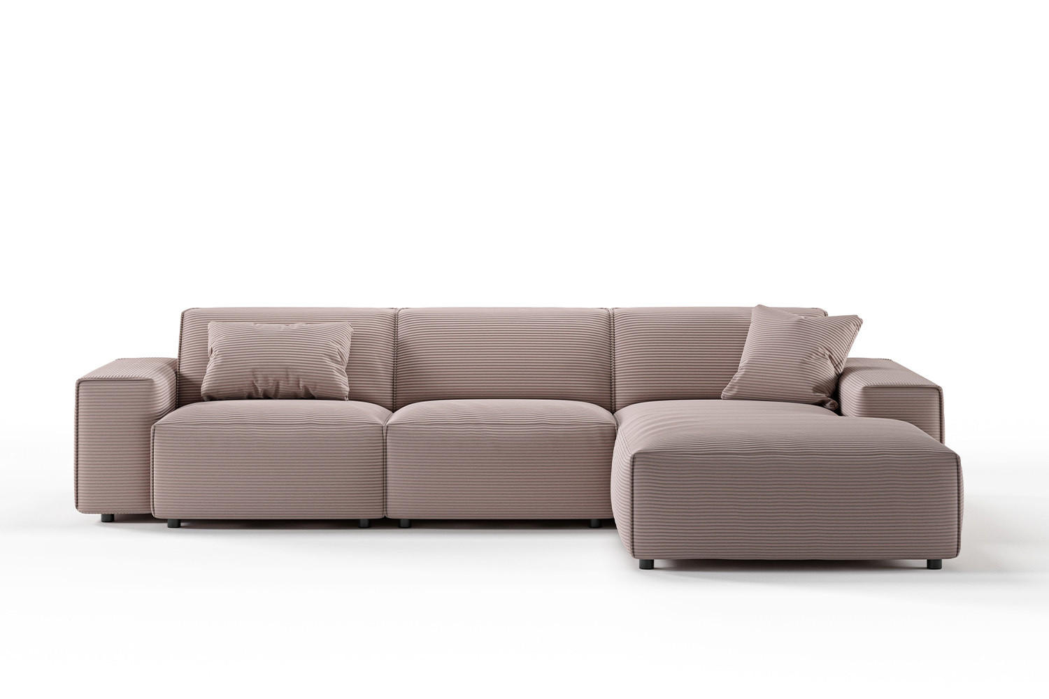 ECKSOFA RANI Pink Cord - Pink/Schwarz, Kunststoff/Textil (299/189cm) - KAWOLA