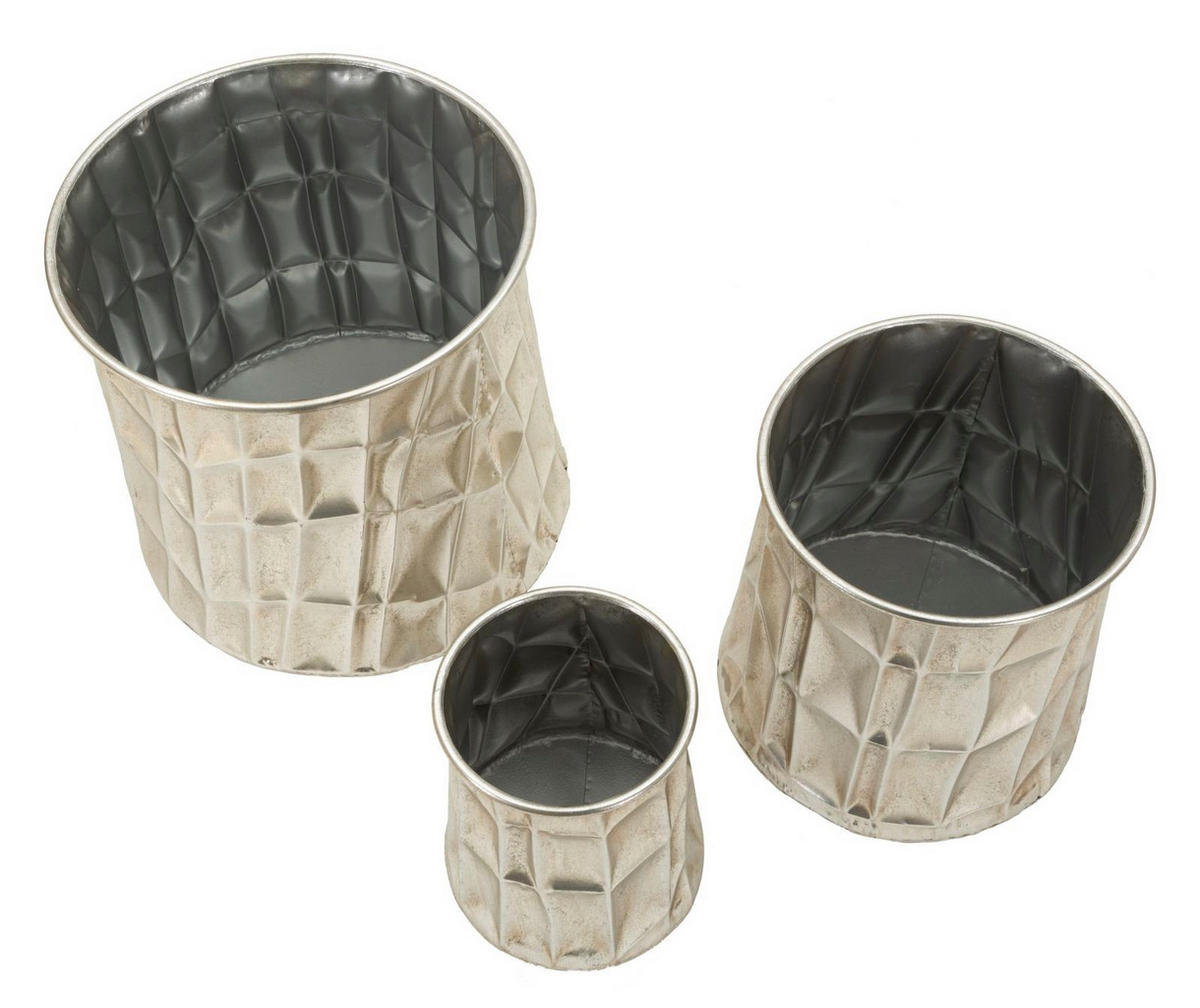 DEKOVASEN IM 3ER-SET, silberfarben, Eisen, Höhen 38,5, 33 und 26,5 cm - Silberfarben, Metall (39cm) - Mauro Ferretti