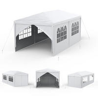 GARTENPAVILLON 3 x 6 m Weiß Wasserdicht mit 6 Seitenwänden - Weiß, Kunststoff (300/250/600cm)