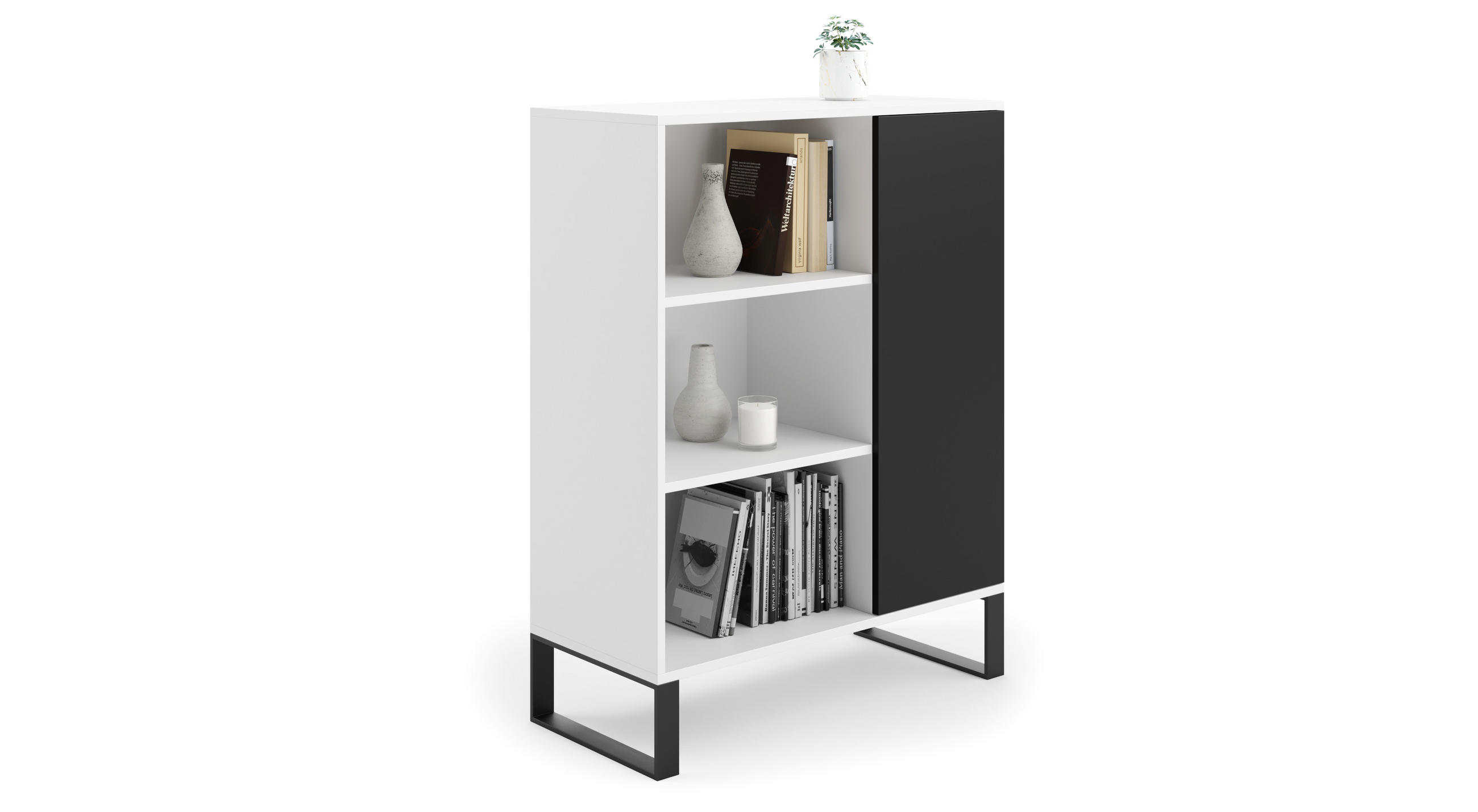 BÜCHERREGAL Fondi - Schwarz/Weiß, Holzwerkstoff (40/116/90cm) - RAUMHIRSCH FURNITURE