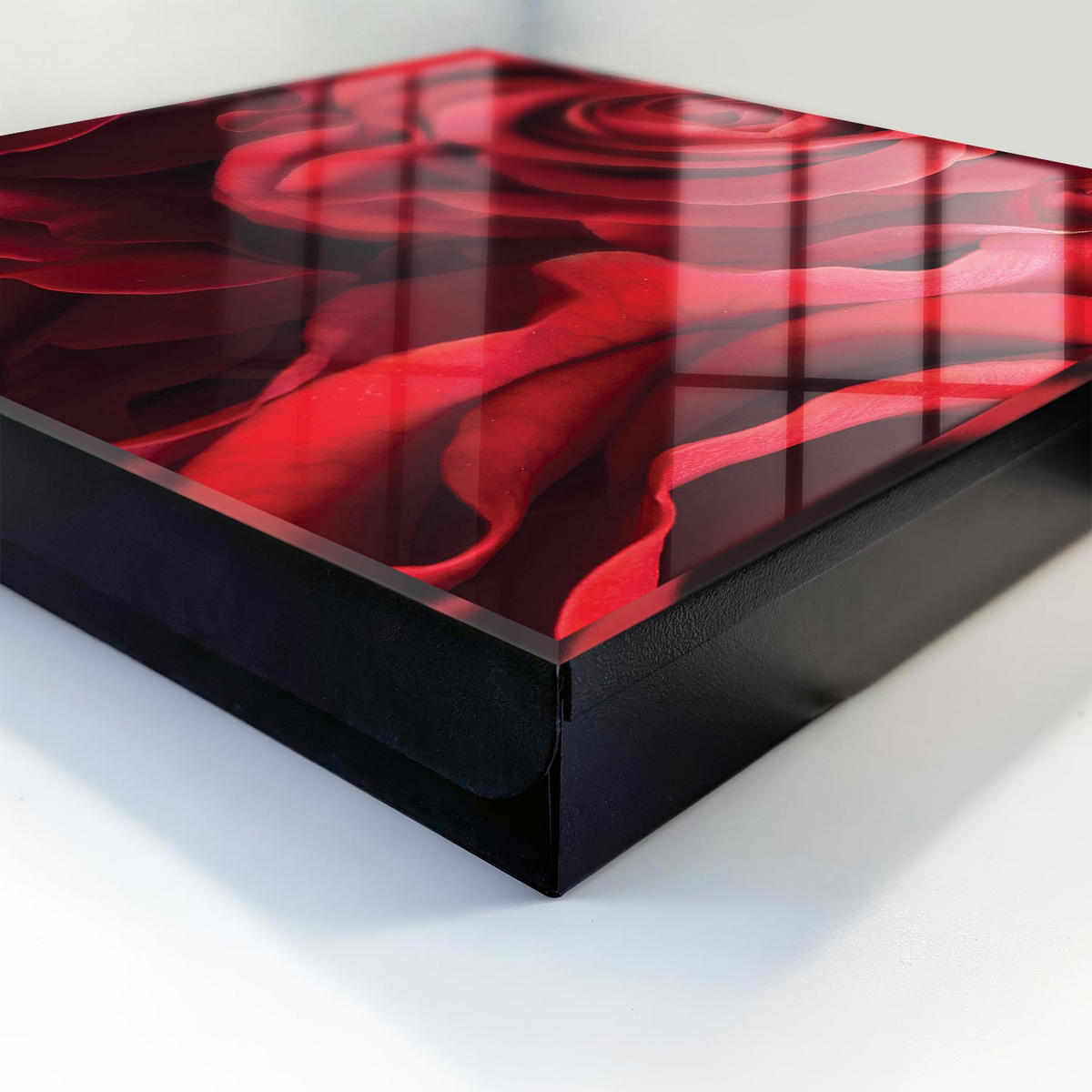 SCHLÜSSELBOX Schwarz 30x30 cm- Türöffnung nach rechts - Rote Rosen - Rot, Metall (30/30/5cm) - TULUP
