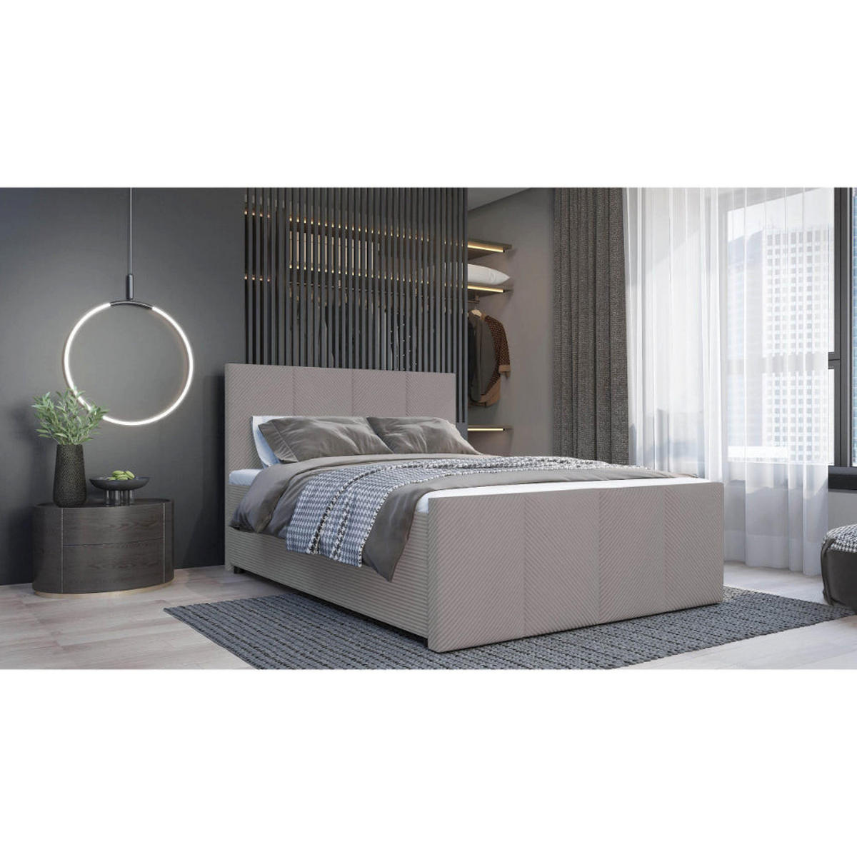 BOXBETT Milano Bonellfederkern inkl. 7-Zonen Topper T-30 - BOXBETT mit Bettkasten - Beige, Holz/Holzwerkstoff (120/200cm) - Best For Home
