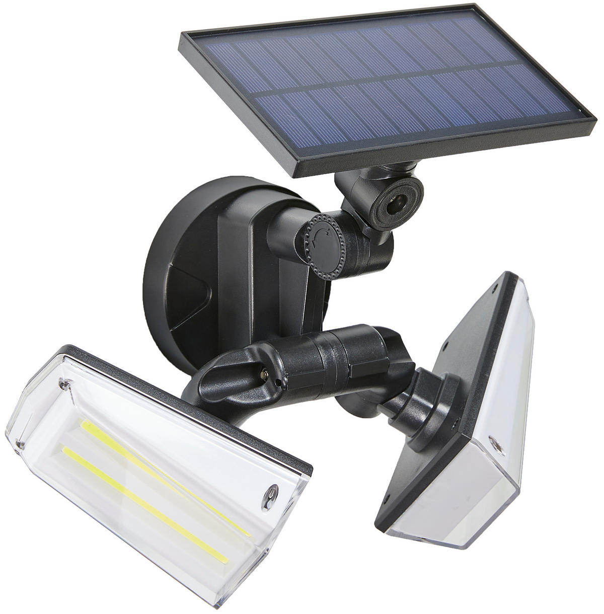 LED-SOLAR-STRAHLER - mit Hochfrequenz-Bewegungsmelder und schwenkbaren Fluter-Köpfen für Außenbereiche - Weiß, Kunststoff (17.8/18.4/15.8cm) - Northpoint