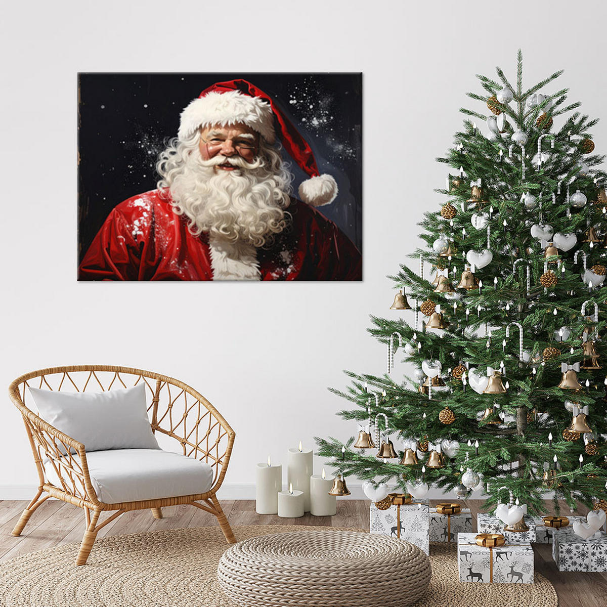 LEINWANDBILD Weihnachten 90x60cm - Rot, Textil (90/60cm) - Feeby