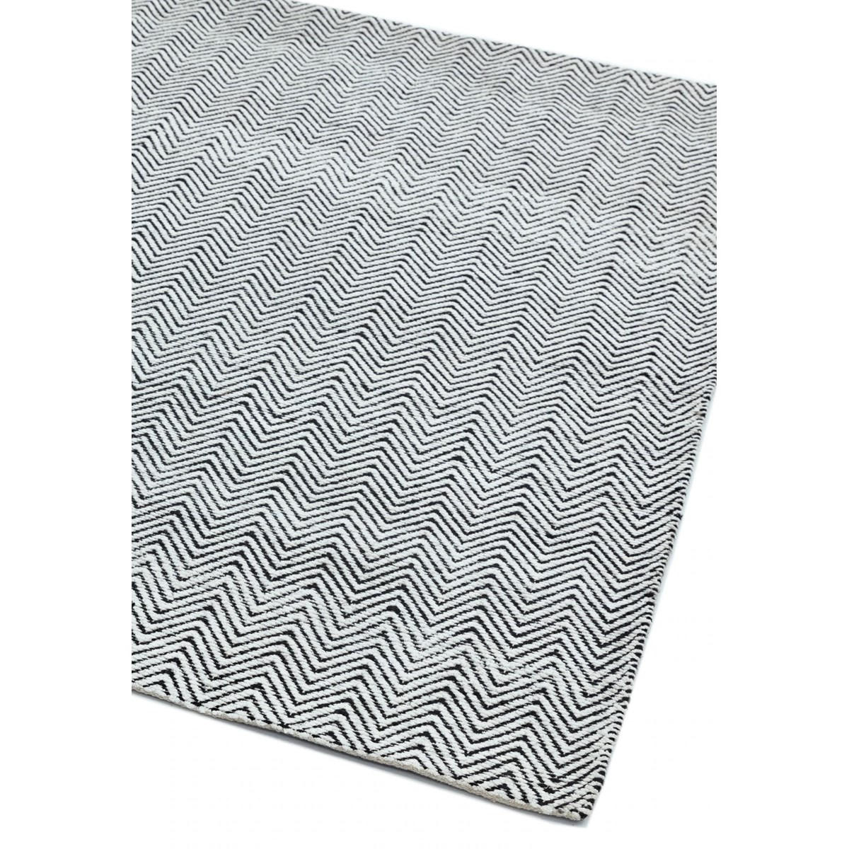TEPPICH Rechteckiger aus Baumwollchenille und Natural Materials ARROW Schwarz 60 x 200 cm - Schwarz, Naturmaterialien (60/200cm) - Novatrend