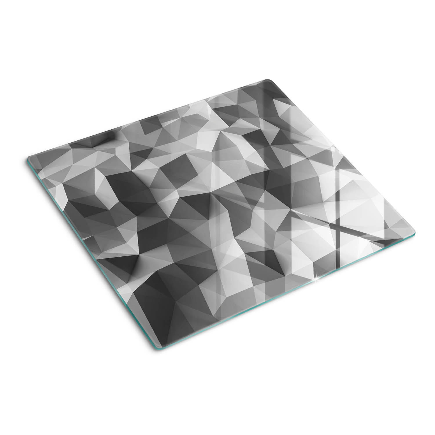GLASPLATTE 60x52 cm Dreiecke der Abstraktion - Blau/Braun, Glas (60/0.4/52cm) - TULUP
