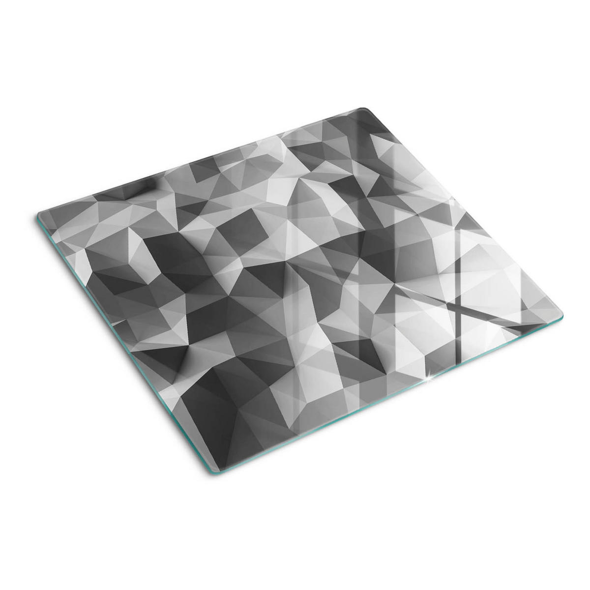 GLASPLATTE 60x52 cm Dreiecke der Abstraktion - Blau/Braun, Glas (60/0.4/52cm) - TULUP