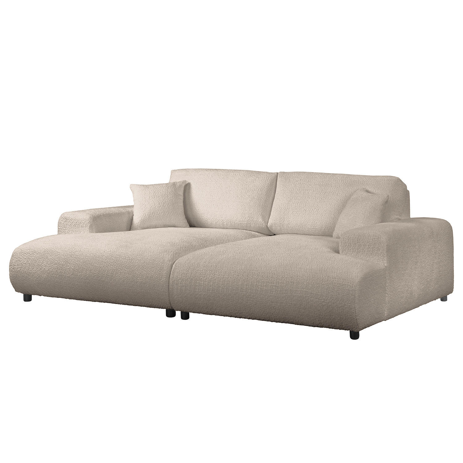 BIGSOFA - Taupe/Schwarz, Kunststoff/Textil (237/79/144cm) - home24